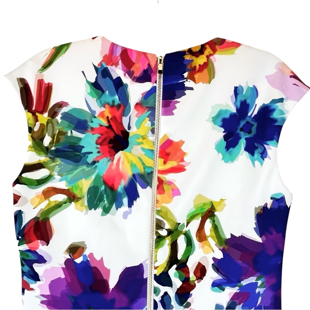 Frank Lyman Design Watercolor Floral Sleeveless Sheath Dress Midi Sz 12 - Picture 5 of 8